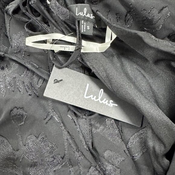 NWT Lulus Ravishing Marvel Black Burnout Floral Cutout Wide-Leg Jumpsuit - Picture 6 of 8